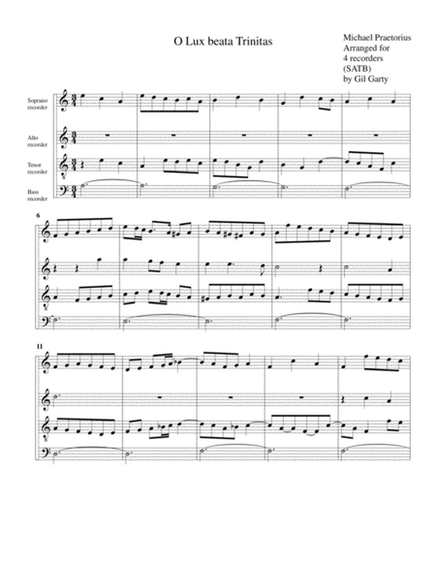O lux beata Trinitas (arrangement for 4 recorders)