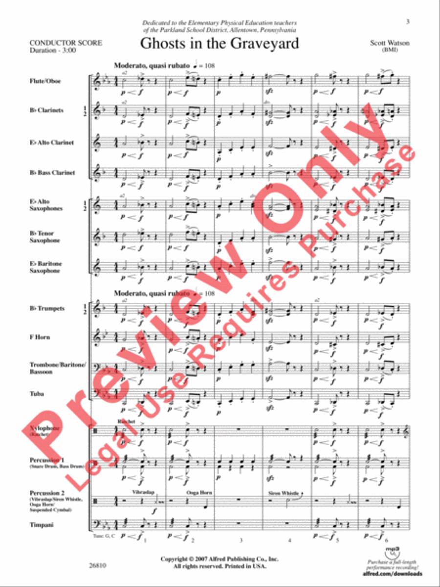 Ghosts in the Graveyard Concert Band scores gallery preview page 4