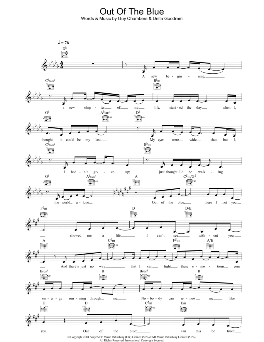 Out Of The Blue Out Of The Blue Piano scores gallery preview page 1
