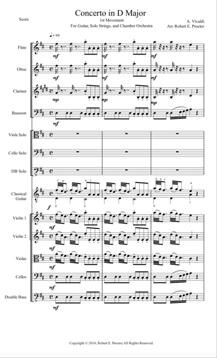 Vivaldi Concerto in D Major for Classical Guitar Small Ensemble scores gallery preview page 2