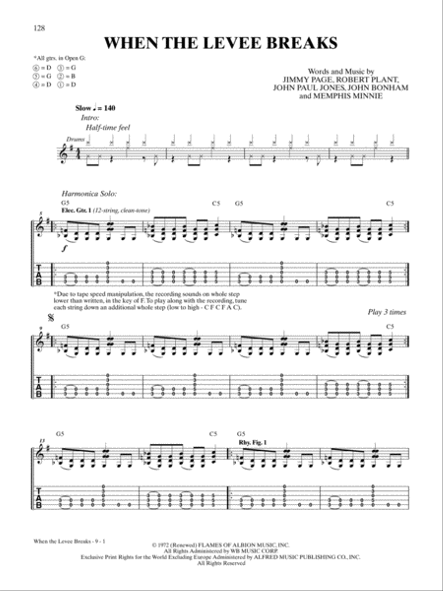 When The Levee Breaks Guitar Tablature scores gallery preview page 1