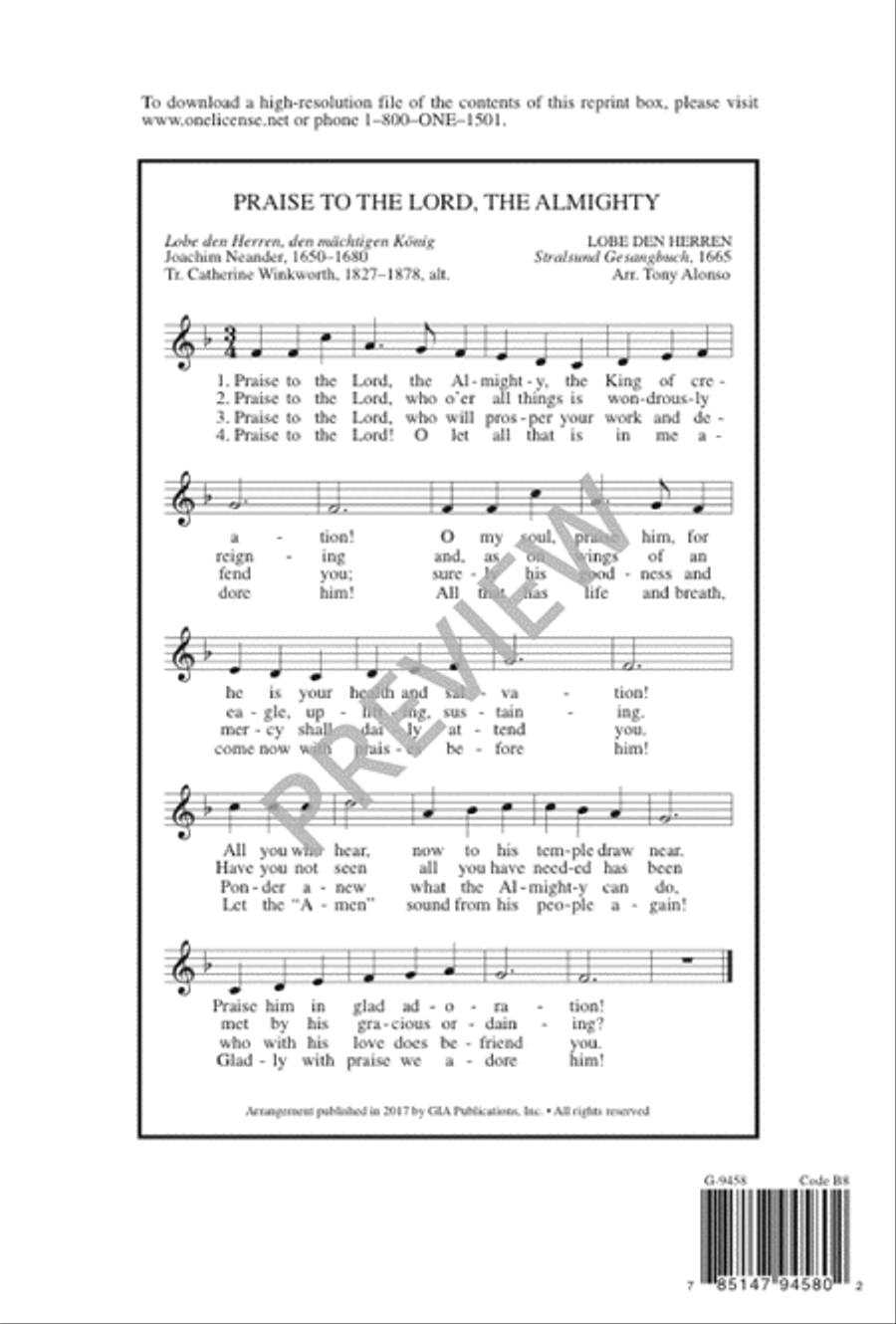Praise to the Lord, the Almighty 3-Part scores gallery preview page 9