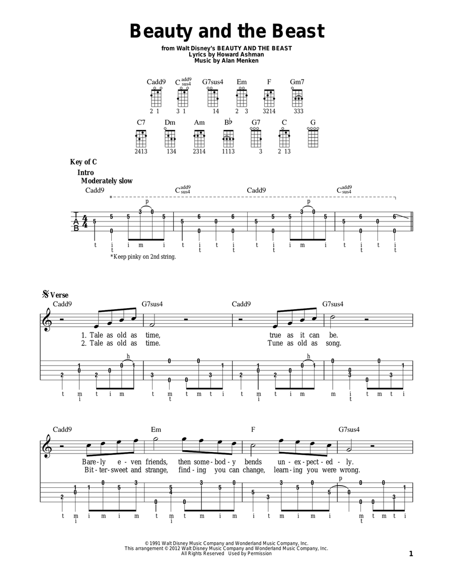 Beauty And The Beast Banjo scores gallery preview page 1