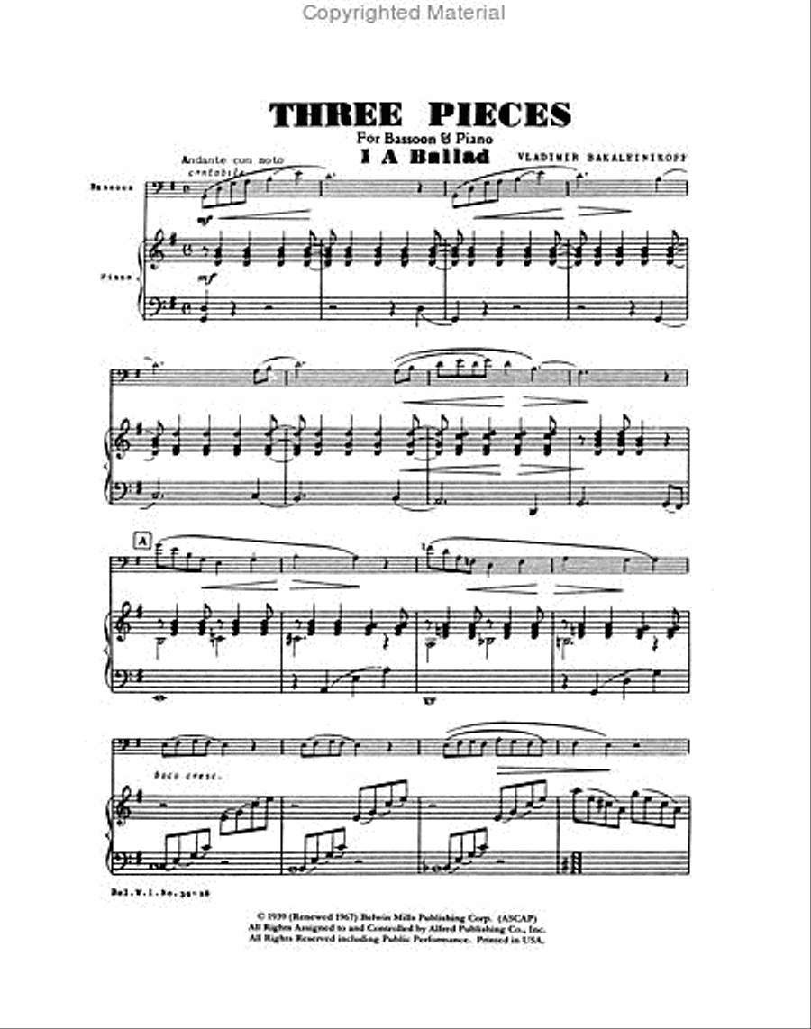 Three Pieces (Ballad, Humoresque, March Eccentric)
