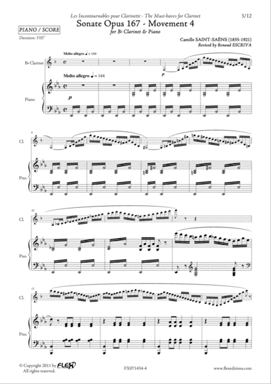 Sonata Opus 167 - Mvt 4 Sonata Opus 167 - Mvt 4 B-Flat Clarinet scores gallery preview page 3