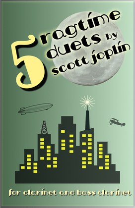 Book cover for Five Ragtime Duets by Scott Joplin for Clarinet and Bass Clarinet