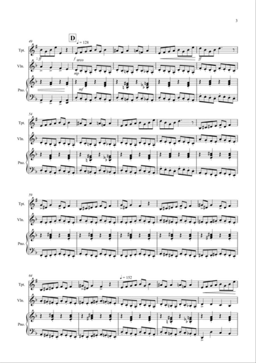 In the Hall of the Mountain King for Trumpet and Violin Duet B-Flat Trumpet scores gallery preview page 3