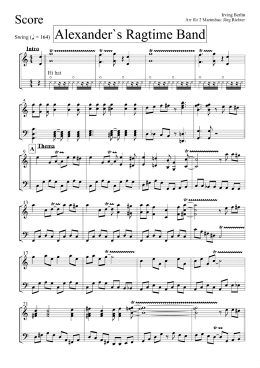 Alexander's Ragtime Band Alexander's Ragtime Band Percussion Ensemble scores gallery preview page 2