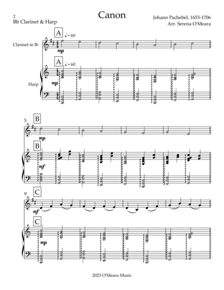 Canon, Duet for Bb Clarinet & Harp image number null