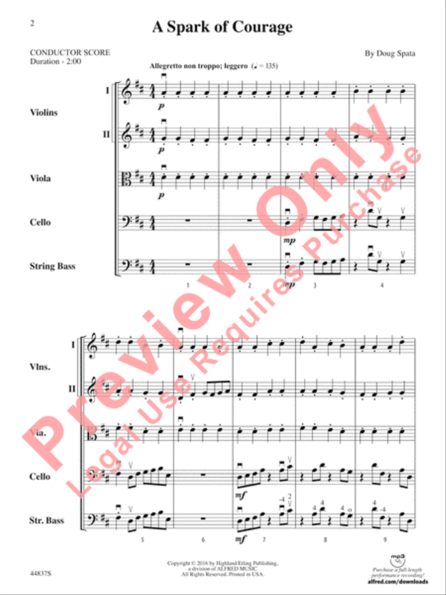 A Spark of Courage String Orchestra scores gallery preview page 3