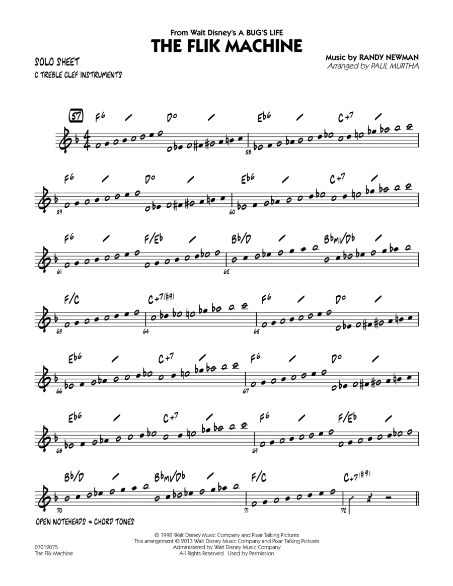 The Flik Machine (from A Bug's Life) - C Solo Sheet