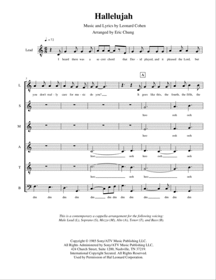 Hallelujah A Cappella scores gallery preview page 1