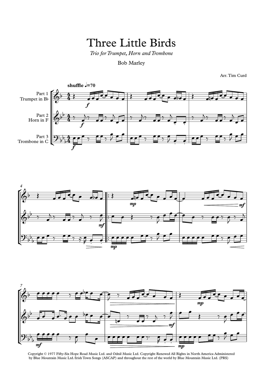 Three Little Birds Brass Ensemble scores gallery preview page 2