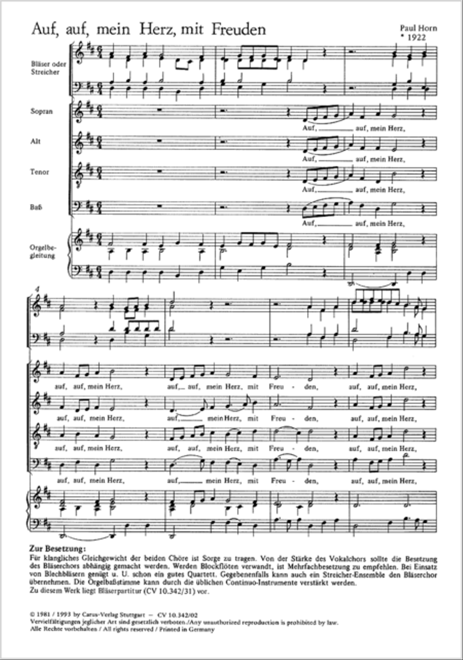 Awake, my heart, with gladness (Auf, auf, mein Herz, mit Freuden) 4-Part scores gallery preview page 10