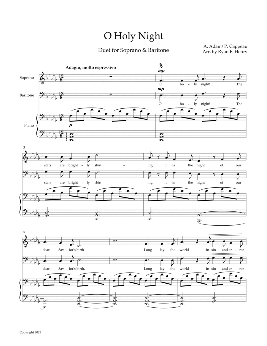 O Holy Night! (Soprano & Baritone Duet) (Db Major) Piano scores gallery preview page 1