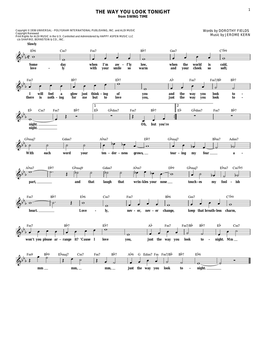 The Way You Look Tonight Electric Guitar scores gallery preview page 1