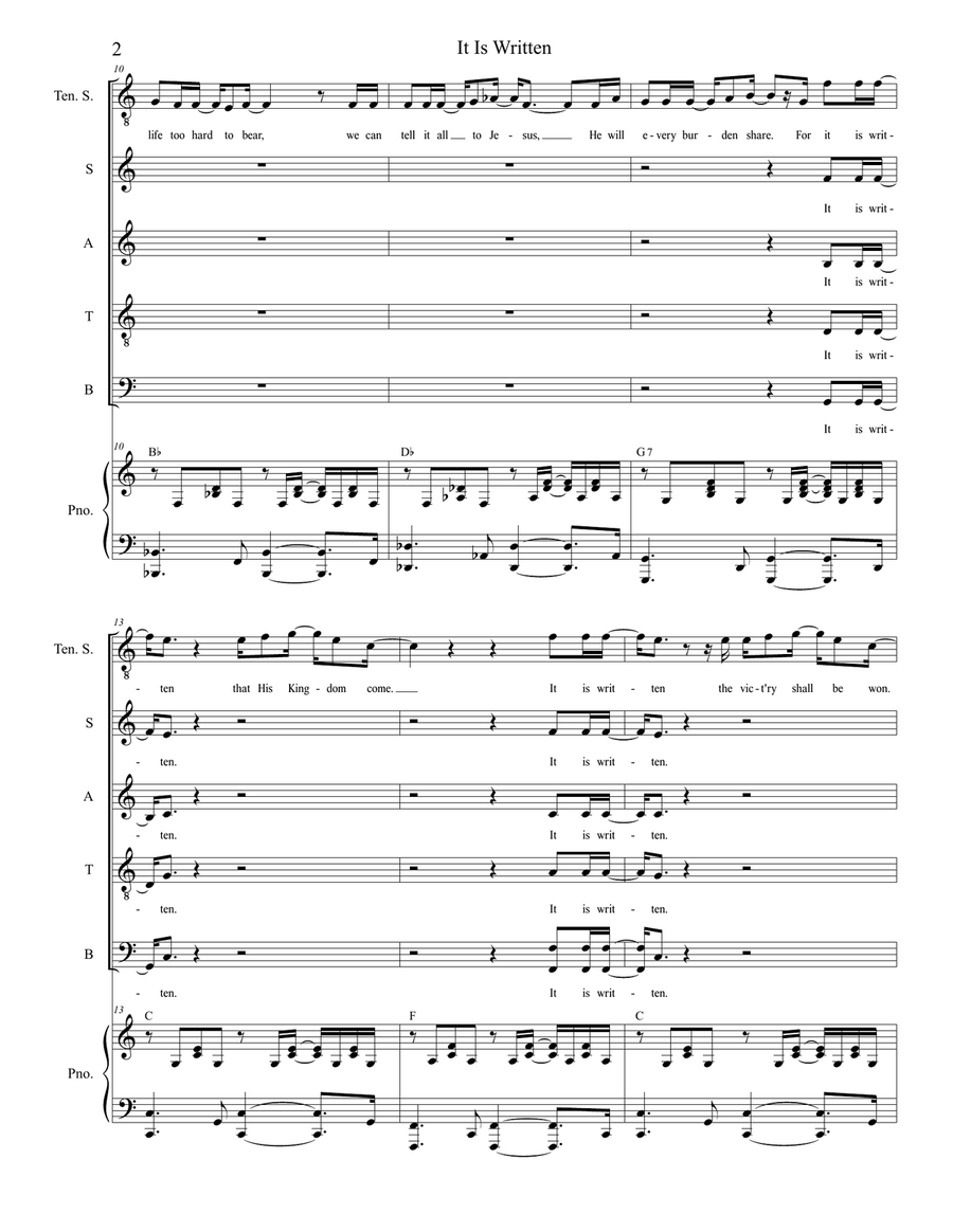 It Is Written (Tenor solo and SATB) 4-Part scores gallery preview page 3