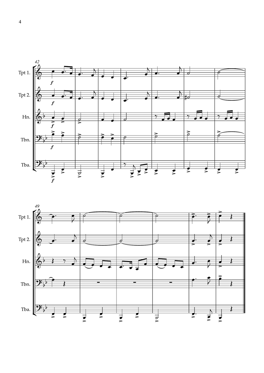 Joy To The World brass quintet intermediate Brass Quintet scores gallery preview page 4