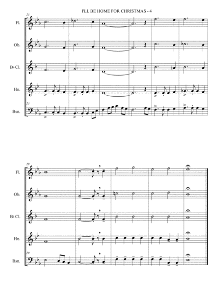I'll Be Home For Christmas Woodwind Quintet scores gallery preview page 5