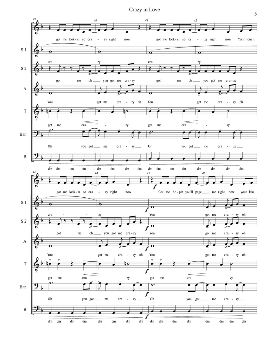 Crazy In Love Divisi scores gallery preview page 5