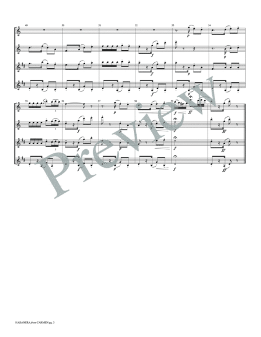 Habanera from Carmen Woodwind Quartet scores gallery preview page 5