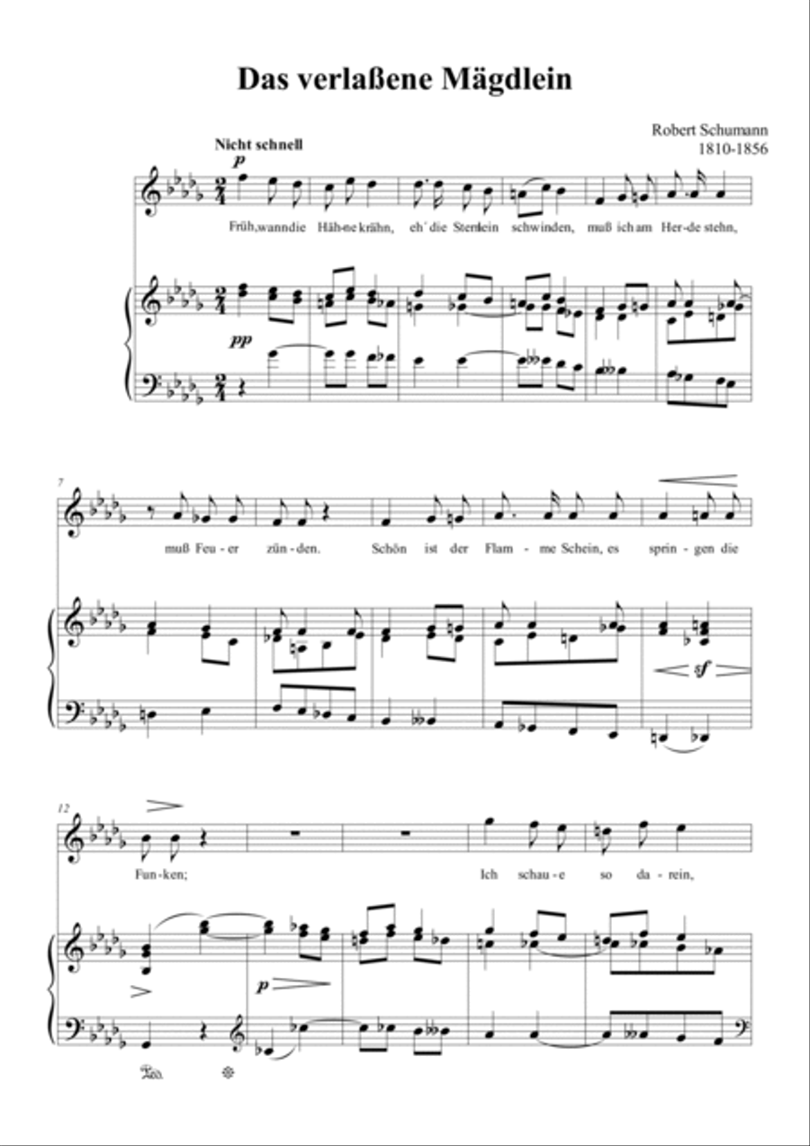 Schumann-Das verlaßene Mägdlein,Op.64 No.2 in b♭ minor Voice scores gallery preview page 2