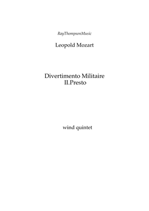 Book cover for Divertimento Militaire (Military Divertimento in D) Mvt.II Presto - wind quintet