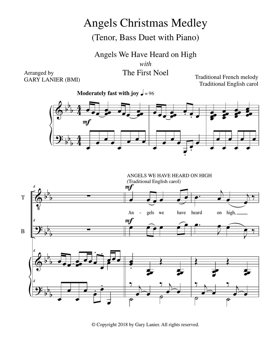 ANGELS CHRISTMAS MEDLEY (Tenor, Bass Duet with Piano) Piano Accompaniment scores gallery preview page 2