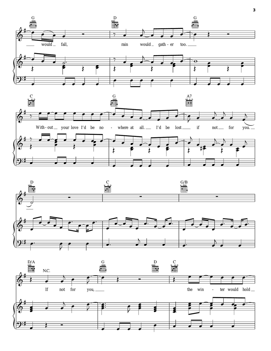 If Not For You Piano, Vocal, Guitar scores gallery preview page 3