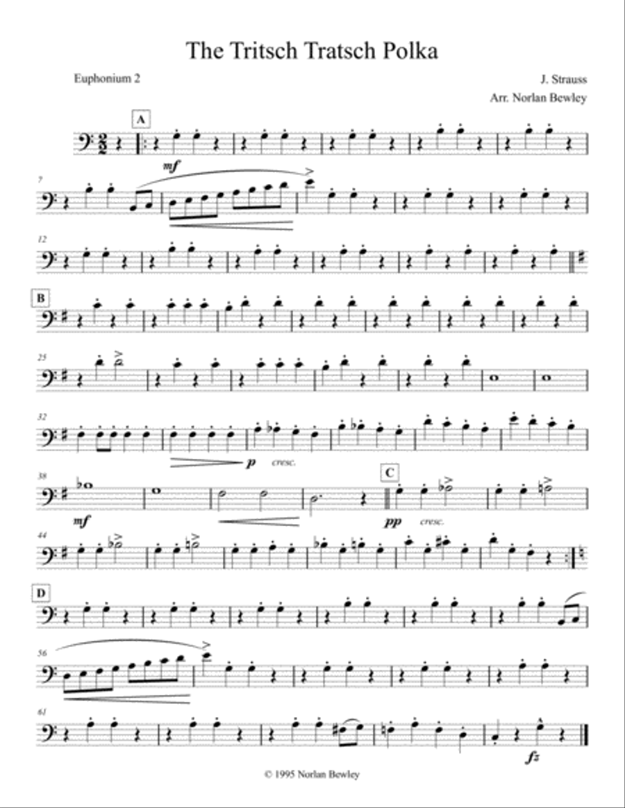 Tritsch Tratsch Polka- Tuba/Euphonium Quartet Brass Ensemble scores gallery preview page 5