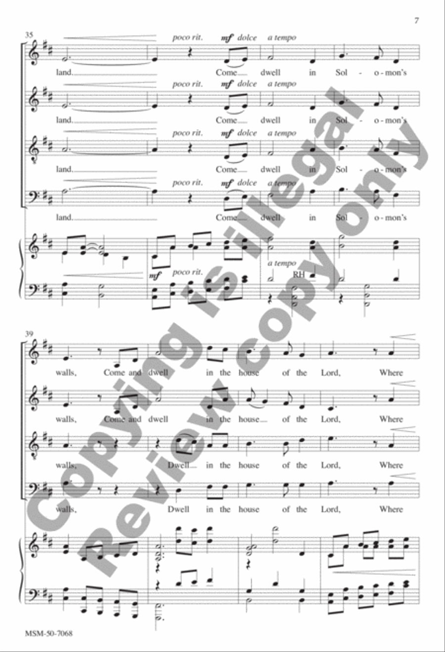 Come Dwell in Solomon's Walls 4-Part scores gallery preview page 6