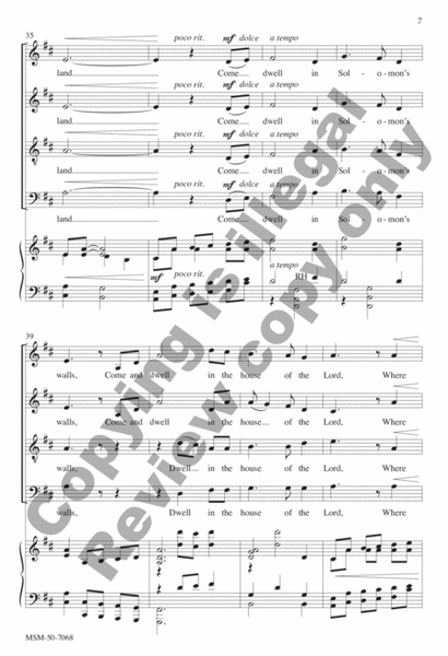 Come Dwell in Solomon's Walls (Choral Score) image number null