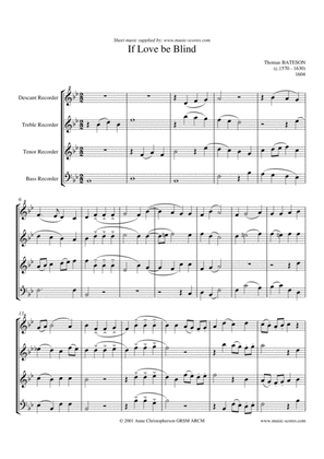 If Love be Blind - Recorder Quartet (Descant, Treble, Tenor and Bass)