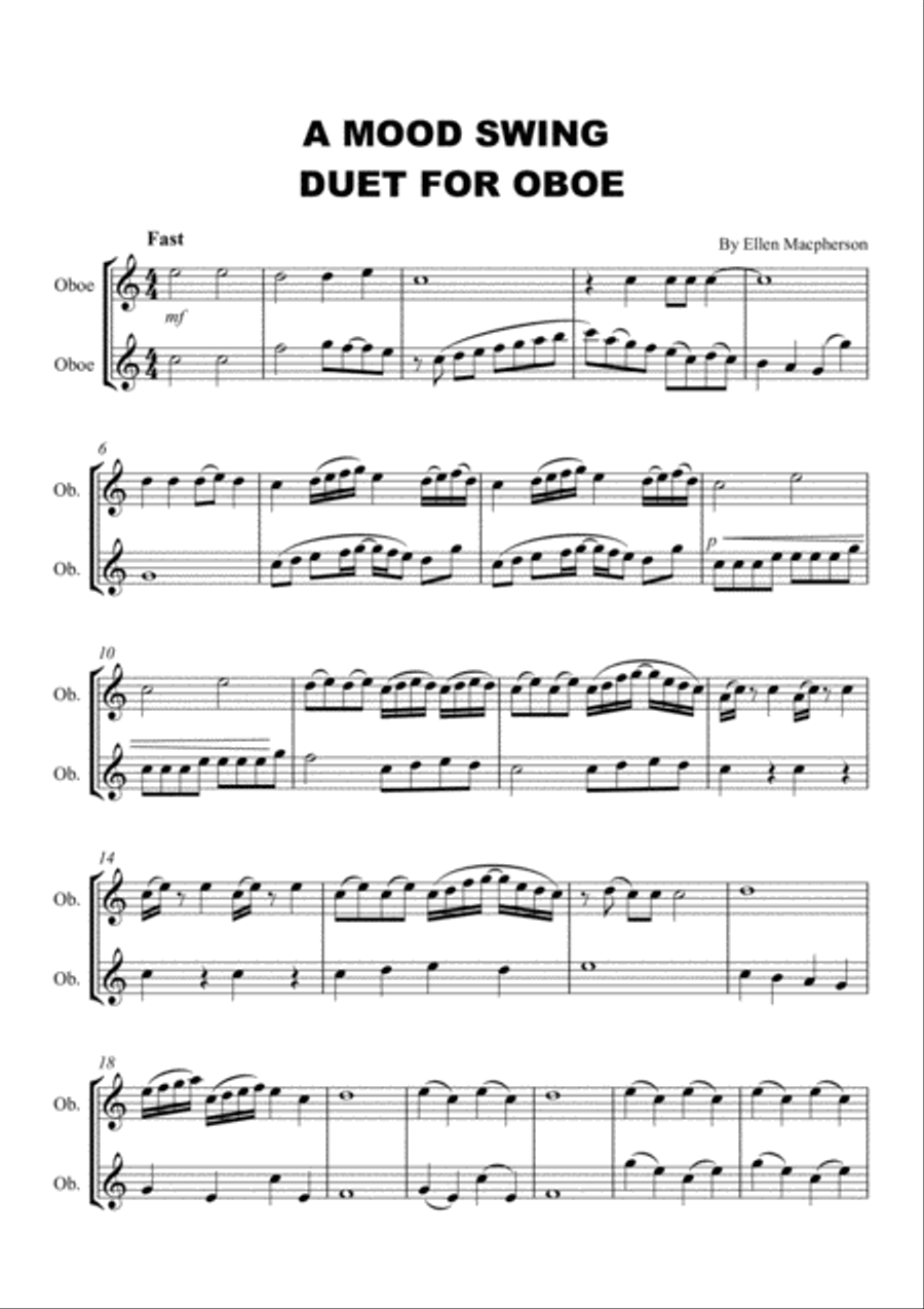 A MOOD SWING DUET FOR OBOE Woodwind Duet scores gallery preview page 1
