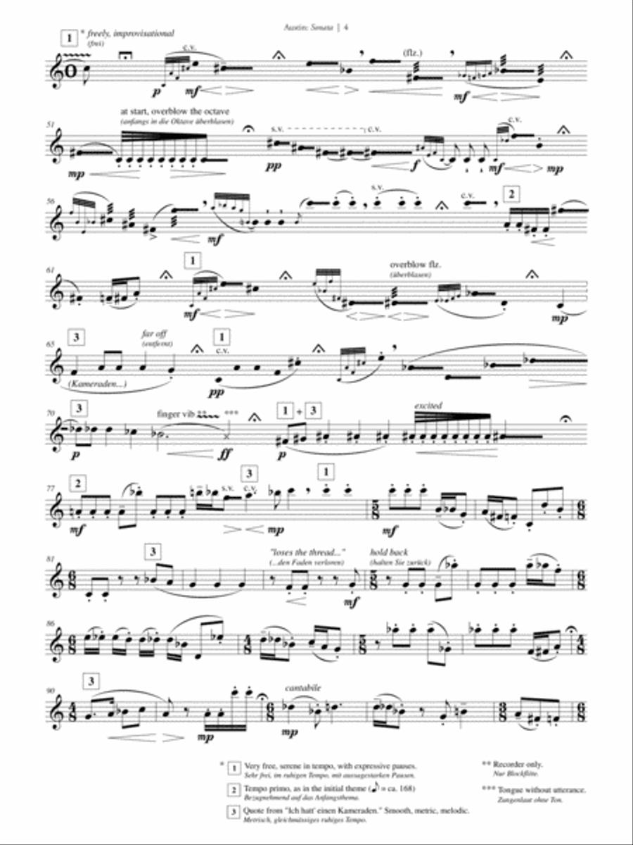 [Austin] Sonata for Flute or Soprano Recorder Small Ensemble scores gallery preview page 6