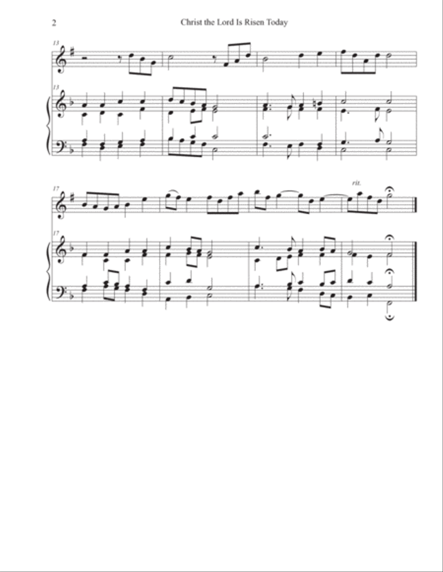 Christ The Lord Is Risen Today - Llanfair (Trumpet Descant & Organ) C Trumpet scores gallery preview page 2