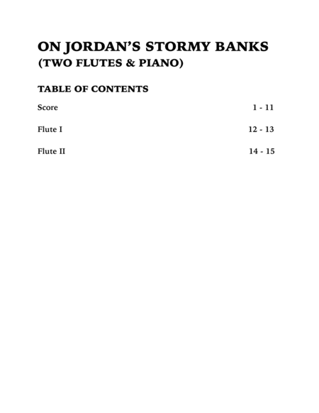 On Jordan's Stormy Banks (Trio for Two Flutes and Piano) image number null