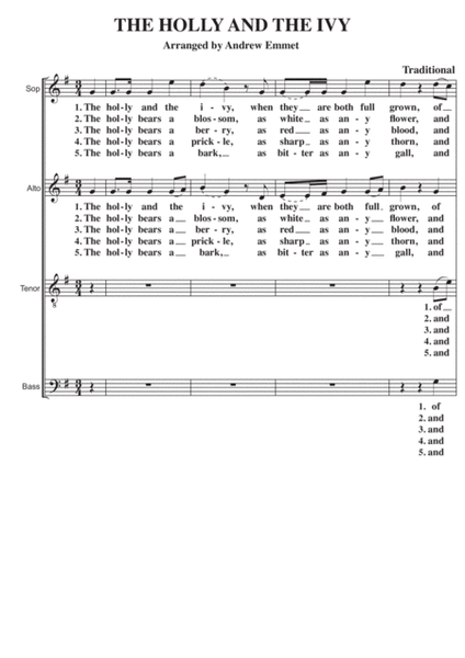 The Holly And The Ivy A Cappella SATB image number null