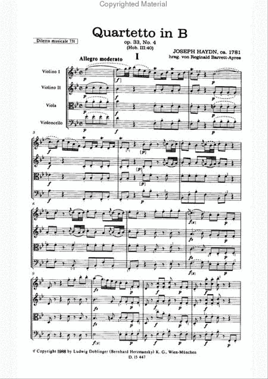 Streichquartett B-Dur op. 33 / 4 String Quartet scores gallery preview page 2