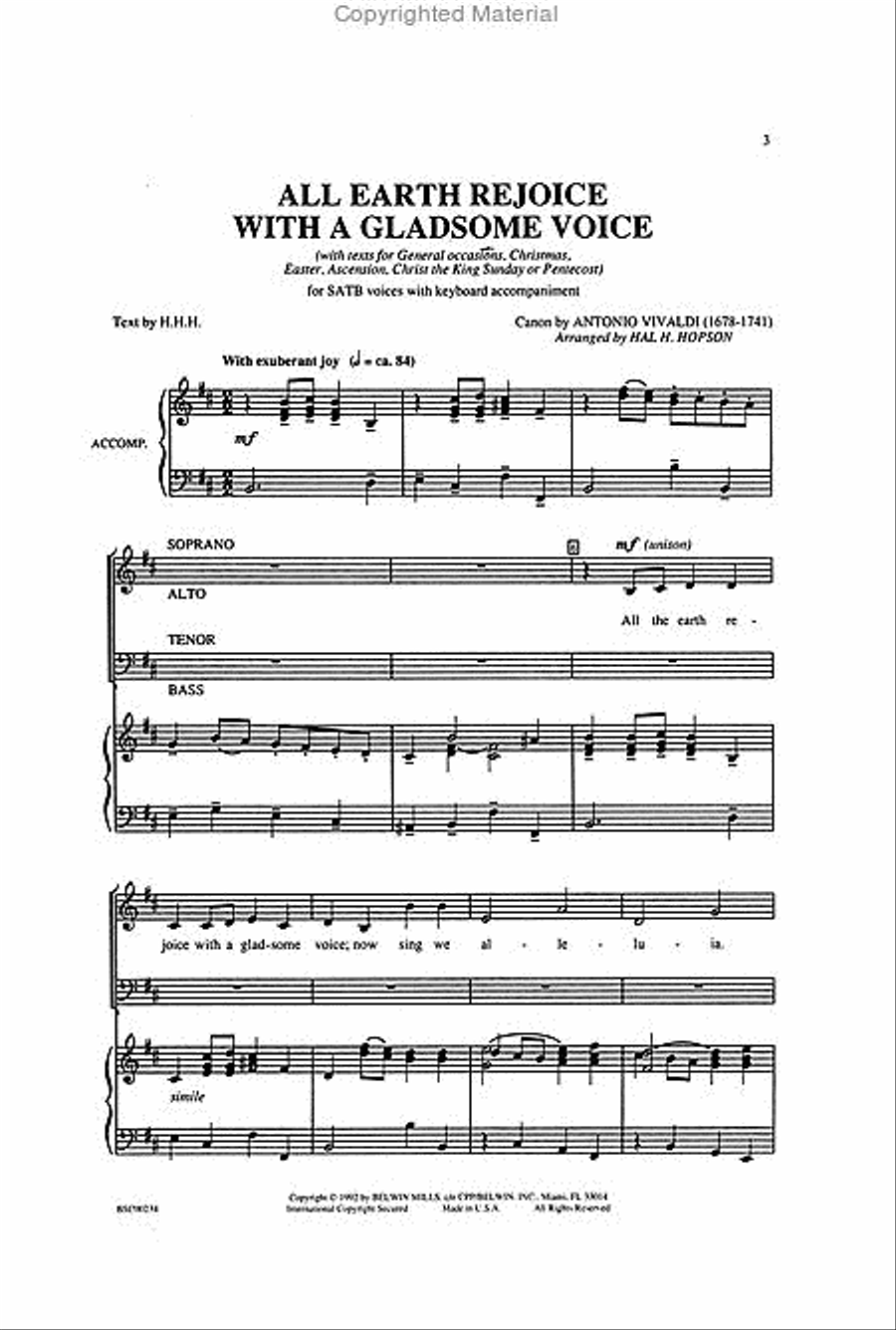 All Earth Rejoice with a Gladsome Voice 4-Part scores gallery preview page 2