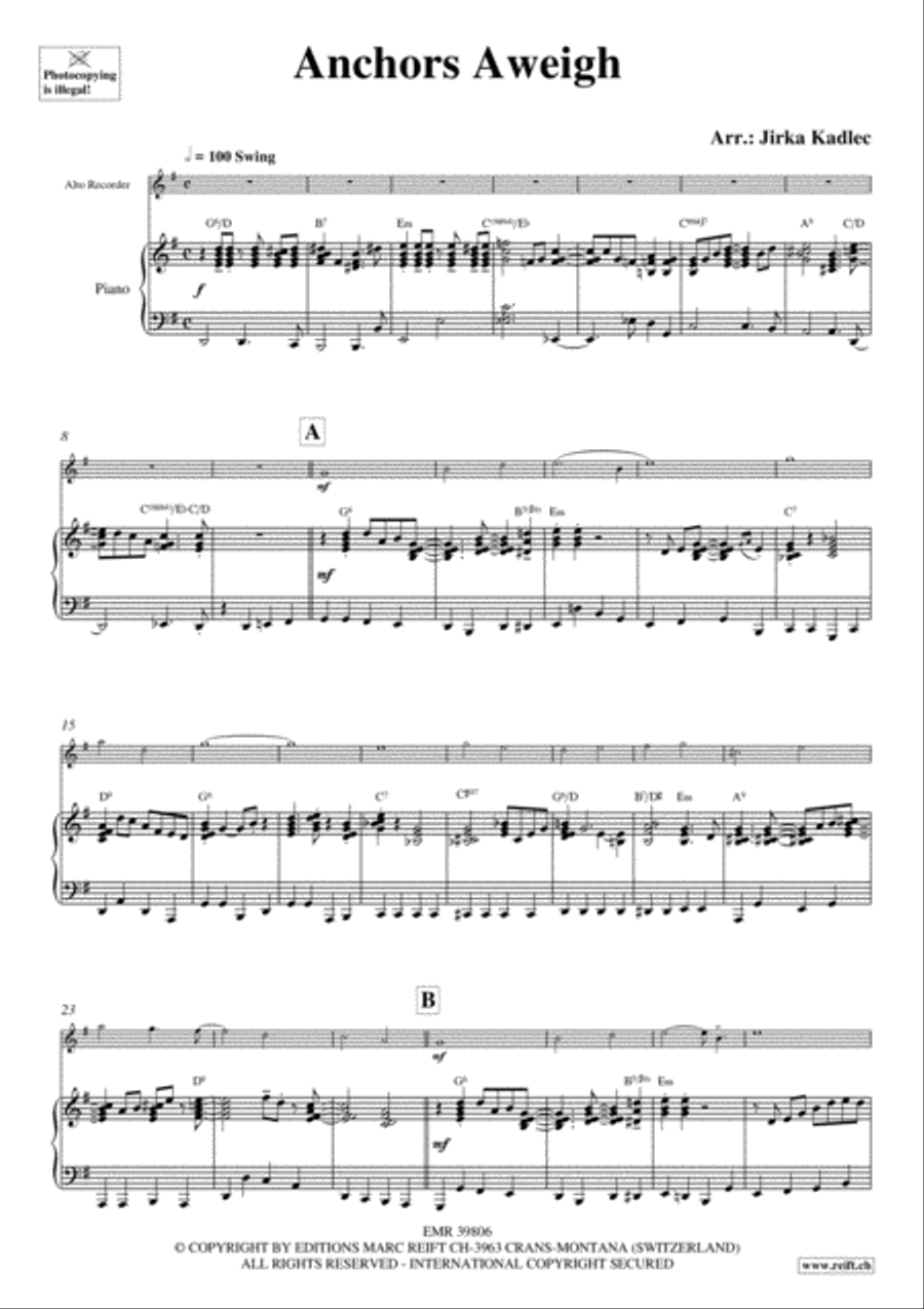 Anchors Aweigh Alto Recorder scores gallery preview page 4