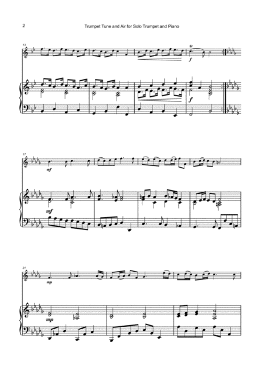 Trumpet Tune and Air, by Purcell; for solo Trumpet and Piano Trumpet Solo scores gallery preview page 3