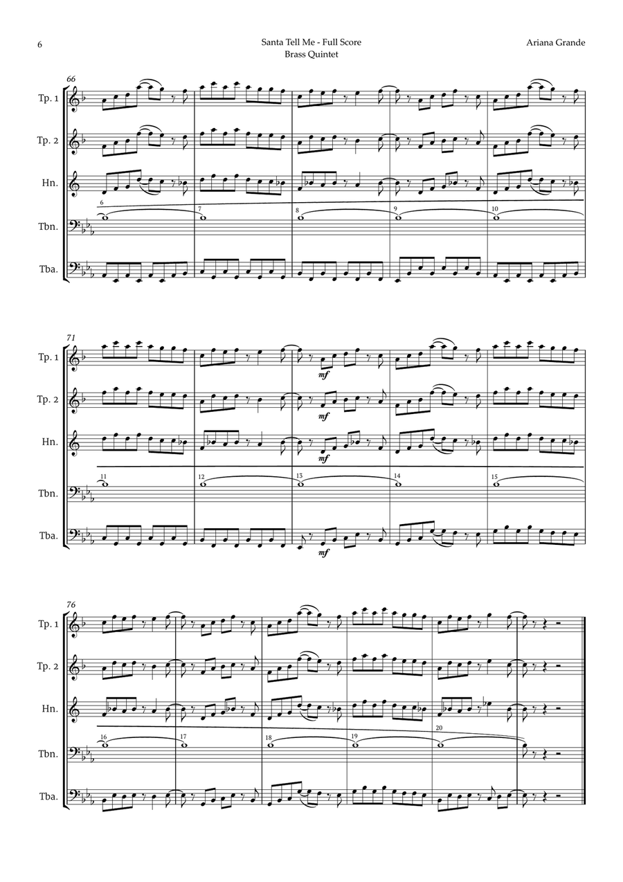 Santa Tell Me Brass Quintet scores gallery preview page 6