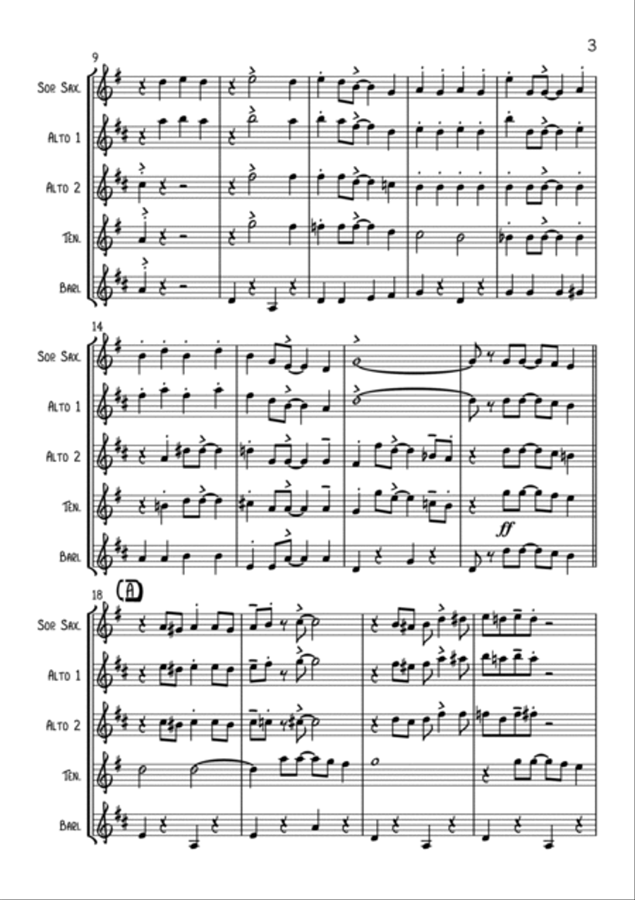 The Bare Necessities Saxophone Quartet scores gallery preview page 3