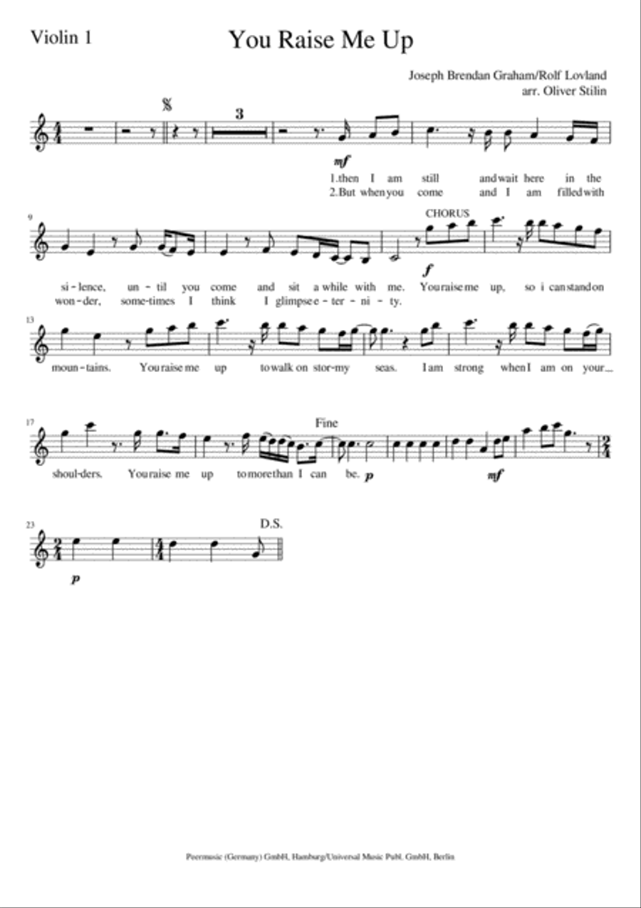 You Raise Me Up String Quartet scores gallery preview page 4