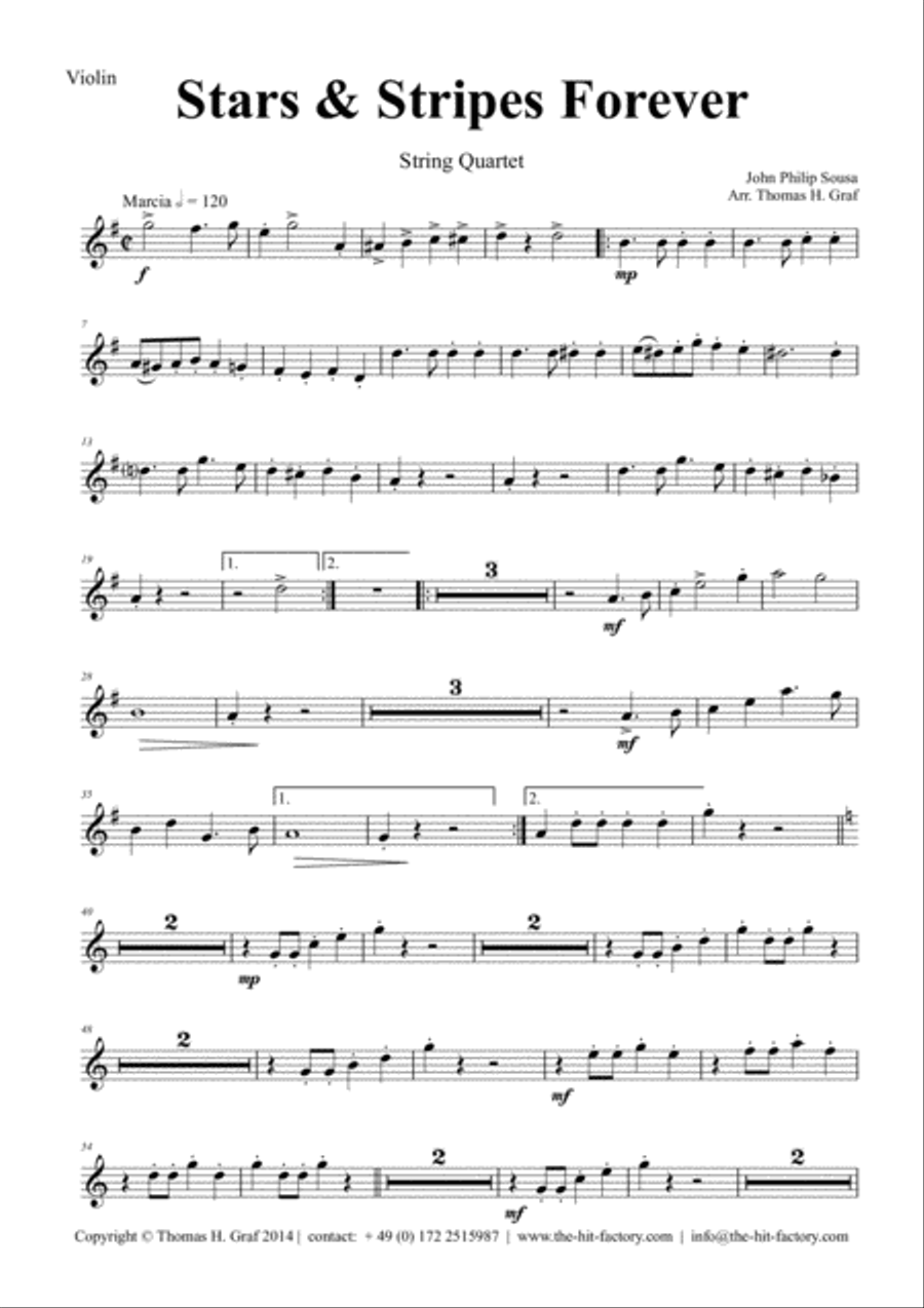 Stars and Stripes forever - Sousa - String Quartet String Quartet scores gallery preview page 6