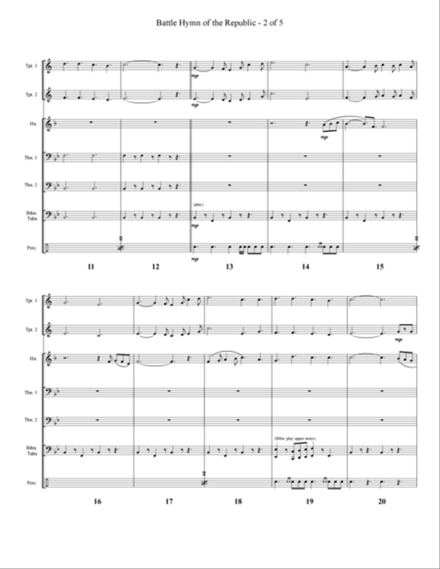 Battle Hymn of the Republic Brass Ensemble scores gallery preview page 4
