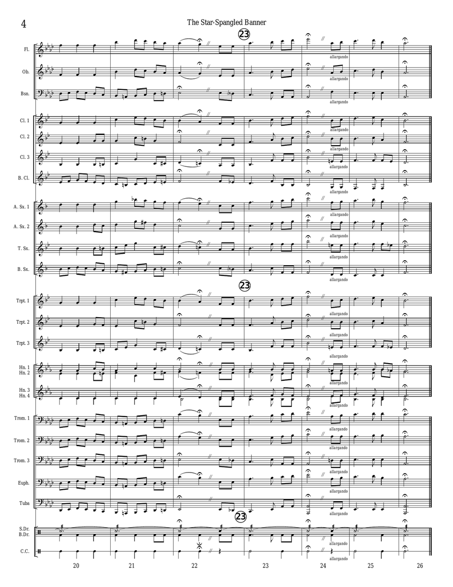 THE STAR-SPANGLED BANNER (USA National Anthem; concert band setting) Concert Band scores gallery preview page 4