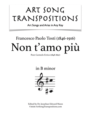Book cover for TOSTI: Non t'amo più (transposed to B minor)
