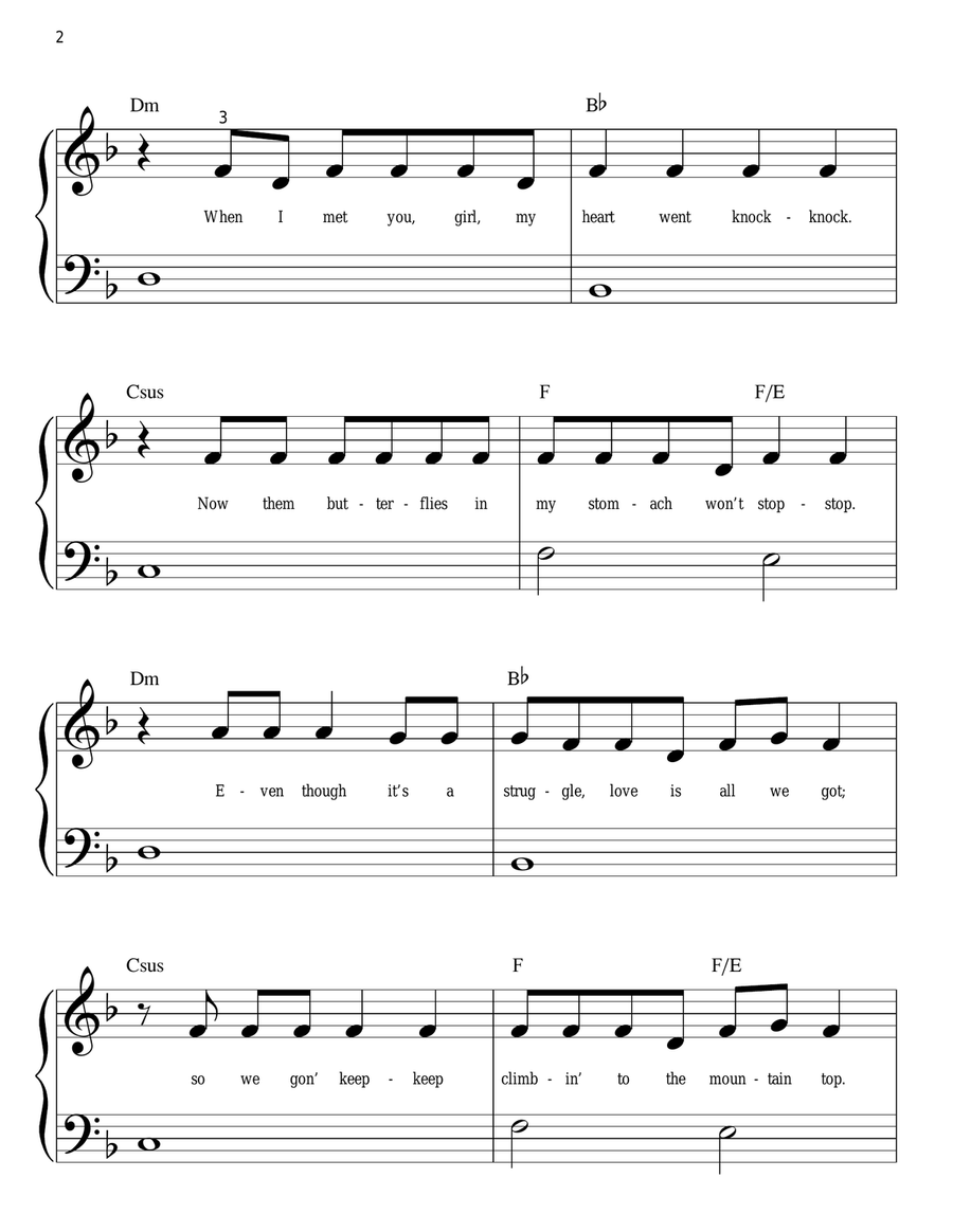 One Time Easy Piano scores gallery preview page 2